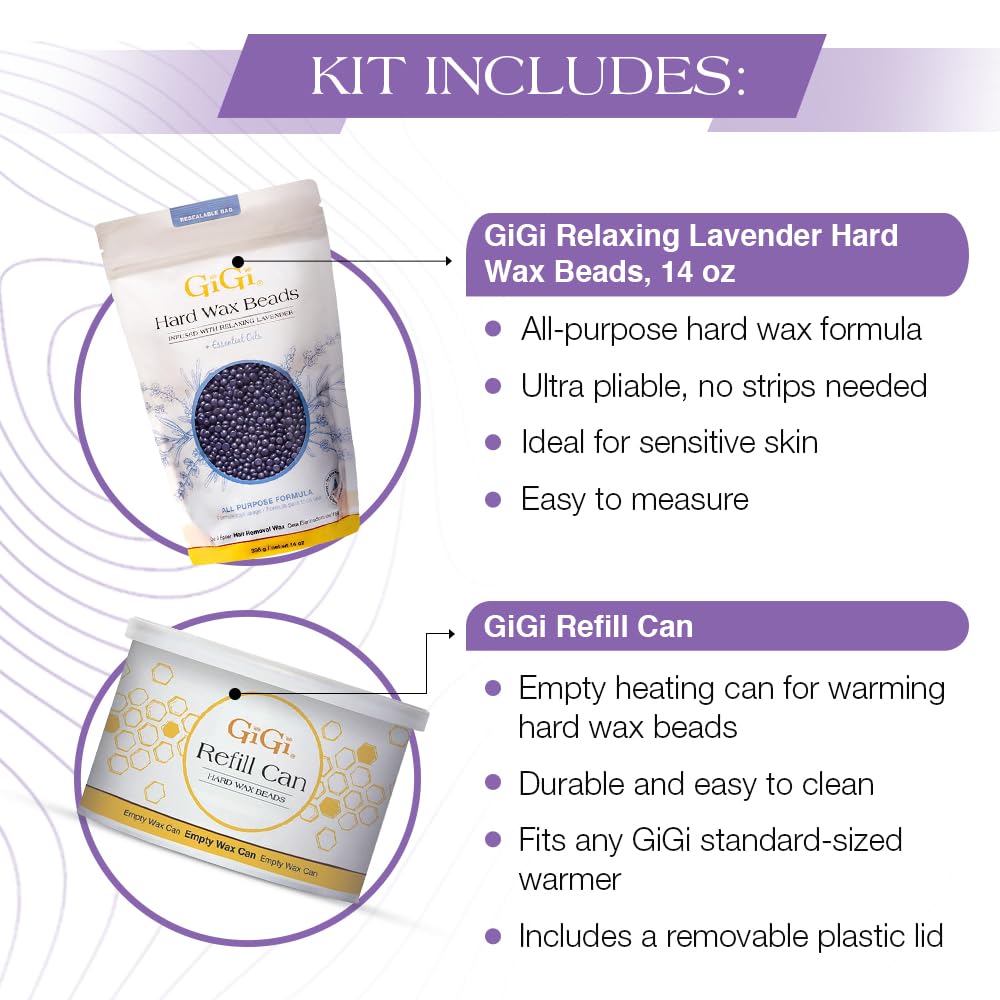 Gigi Hard Wax Beads Refill Can 14 Oz And Relaxing Lavender Hard Wax For Hair Removal 14 Oz : Beauty & Personal Care