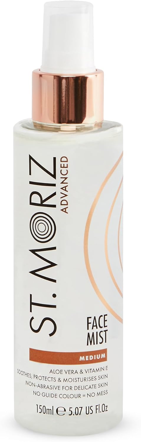 St Moriz Advanced Instant Tanning Face Mist With Aloe Vera & Vitamin E, Fast Drying Vegan Fake Tan, Medium (150Ml)
