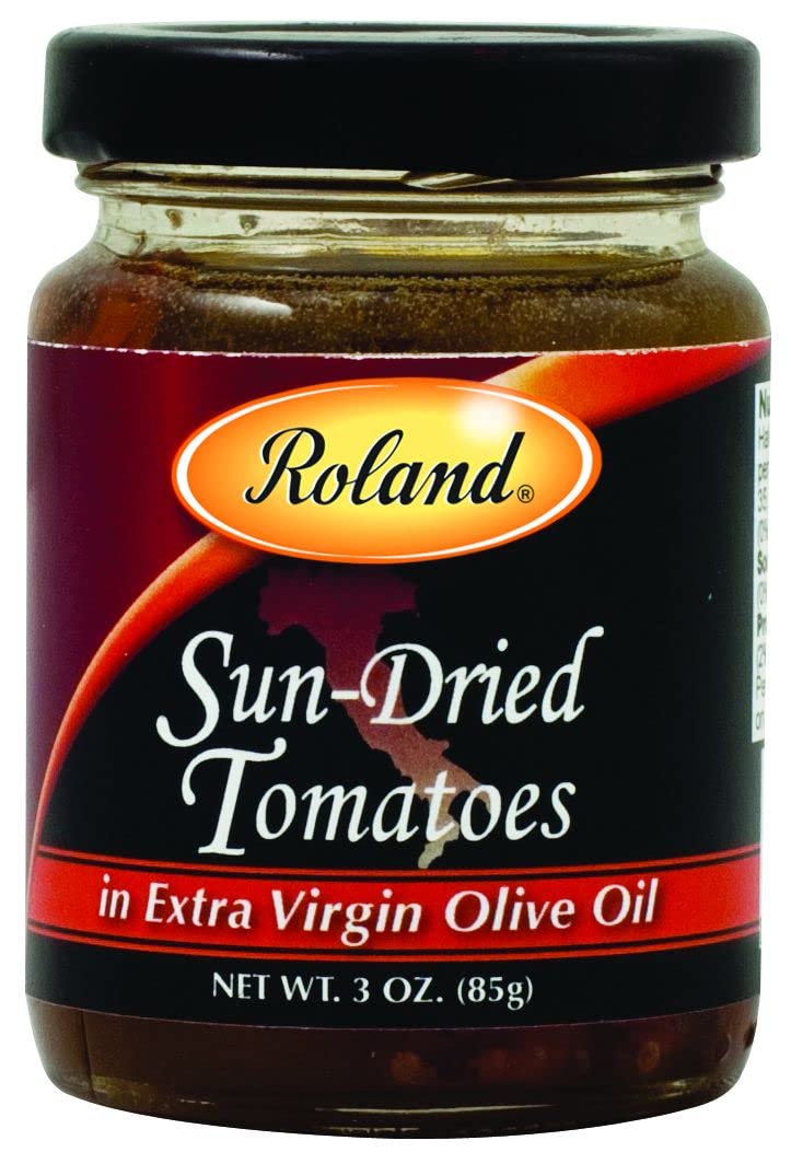 Roland Foods Sun Dried Tomatoes in Extra Virgin Olive Oil, 3 Ounce Jar, Pack of 4