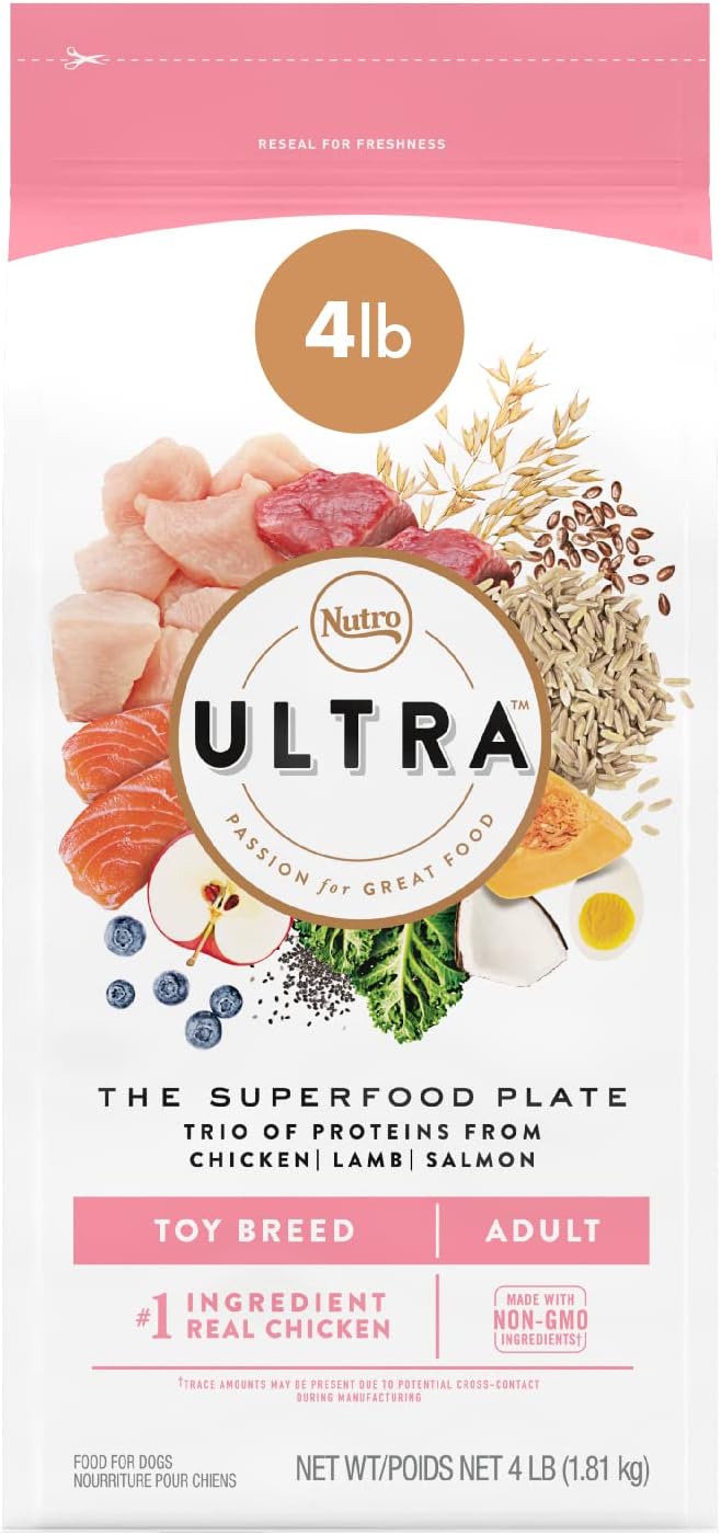 Nutro Ultra Adult Toy Breed High Protein Natural Dry Dog Food With A Trio Of Proteins From Chicken, Lamb And Salmon, 4 Lb. Bag