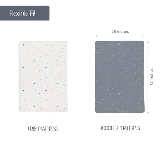 Ely’S & Co. Crib Sheets, Baby Boy Fitted Crib Mattress Sheet Set, 2 Pack, 100% Jersey Knit Cotton, Infant And Toddler Nursery Bedding, Celestial Blue Print, 28” X 52”