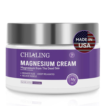 Magnesium Cream, Magnesium Lotion From The Dead Sea - Natural Ingredients - Made In Usa - Use Day And Night, Lavender Magnesium Cream, 4 Oz