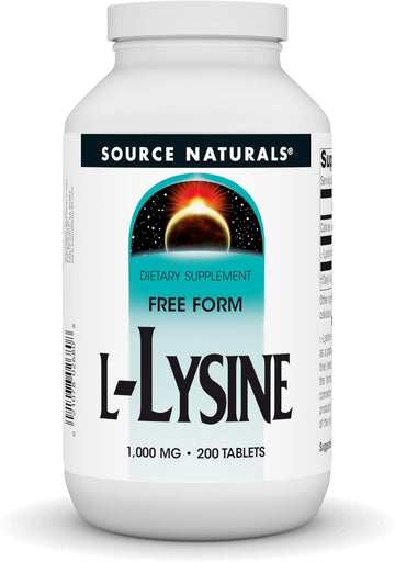 Source Naturals L-Lysine 1000 Mg Free Form - Amino Acid Supplement Supports Energy Formation & Collagen* - 200 Tablets