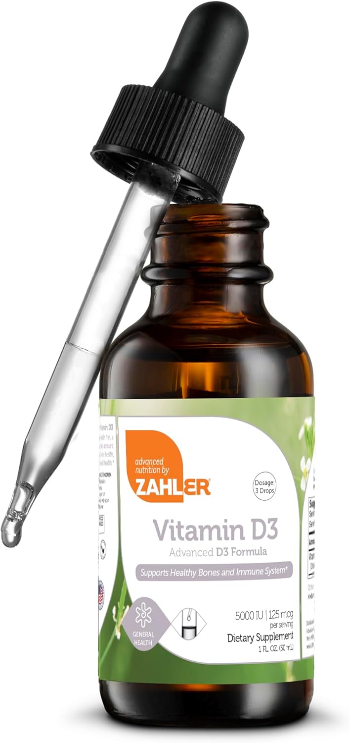 Zahler Vitamin D3 Liquid, Vitamin D Drops, Certified Kosher (5,000Iu)