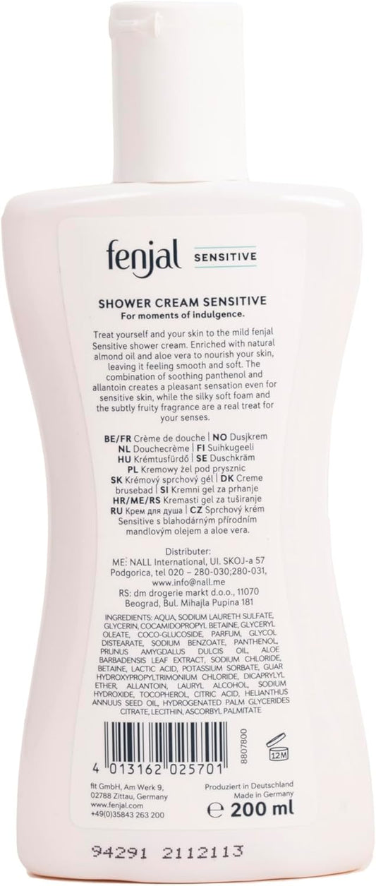 Fenjal Sensitive Body Shower Crème, Velvelty Smooth Skin, Aloe Vera, Cleanse & Condition, 200 Ml (Pack Of 2)