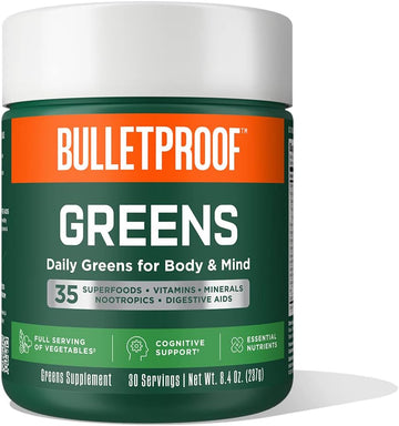 Bulletproof Greens, 8.4 Ounces, Daily Greens Powder With Superfoods And Nootropics, Full Serving Of Vegetables, Essential Nutrients