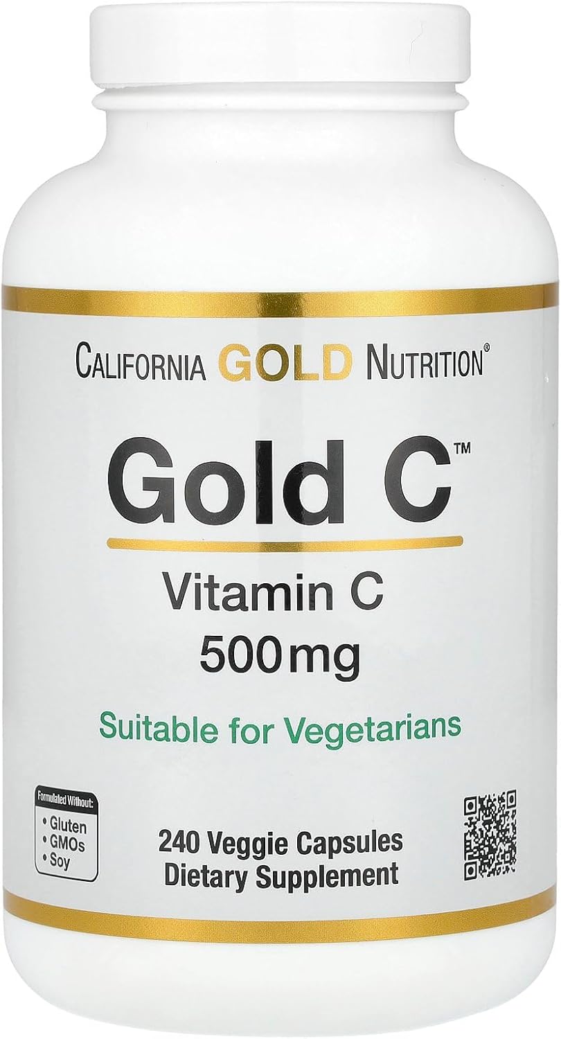 Gold C By California Gold Nutrition - Usp Grade Vitamin C Supplement - Immune Support & Seasonal Wellness - Vegetarian Friendly - Gluten Free, Non-Gmo - 500 Mg - 240 Veggie Capsules