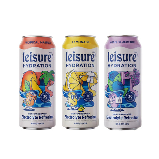 Leisure Drinks - Electrolyte Drink Variety Pack [Electrolyte Refresher - 16Oz Cans, 12Pk] - Low Sugar Hydration Drink - Get The Best Hydration Drink Packed W/ Magnesium & Ashwagandha For Mood & Stress Support