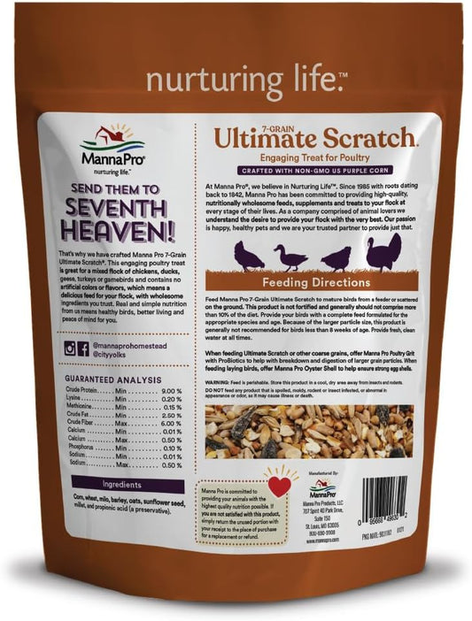 Manna Pro 7-Grain Ultimate Chicken Scratch - Scratch Grain Treat For Chickens And Other Birds - Non-Gmo Natural Ingredients - 10 Lbs