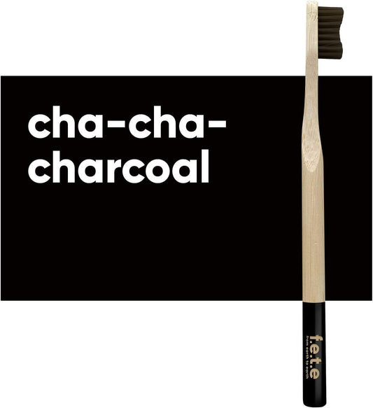 F.E.T.E | Cha-Cha-Charcoal Bamboo Toothbrush | Biodegradable & Compostable Handle | Recyclable Medium Bristles | Sustainable | Vegan