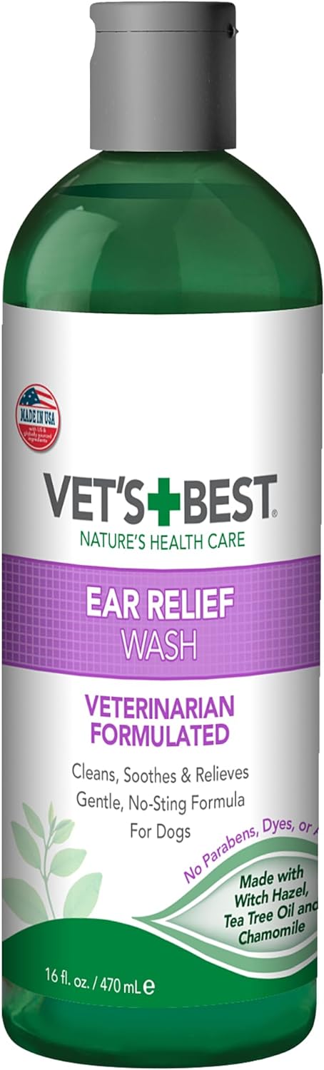 Vet's Best Ear Relief Wash Cleaner for Dogs, 16 oz Refill