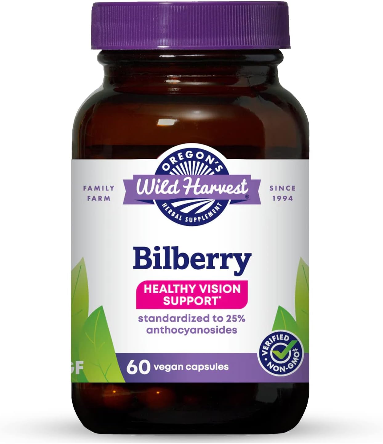 Oregon'S Wild Harvest, Bilberry Capsules, Antioxidant Supplement, 880 Mg, 60 Count