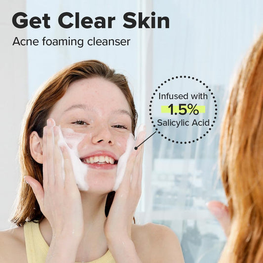 I Dew Care Acne Face Wash - Clean Zit Away | With 1.5% Salicylic Acid, Soothing Face Wash For Blemishes, Facial Foaming Cleanser For Sensitive Skin, Korean Acne Skin Care, 5.07 Fl Oz