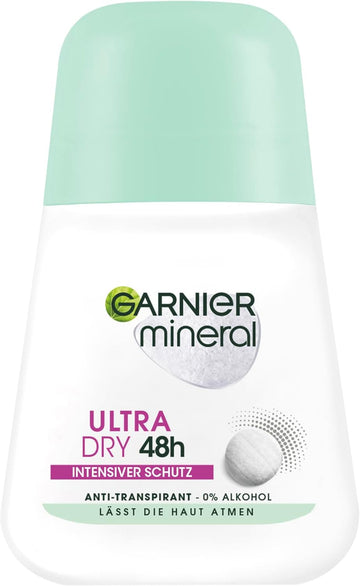 Garnier Antiperspirant, Intensive Protection Against Body Odour & Underarm Wetness, Up To 48 Hours Effect, Mineral Ultradry, 1 X 50 Ml