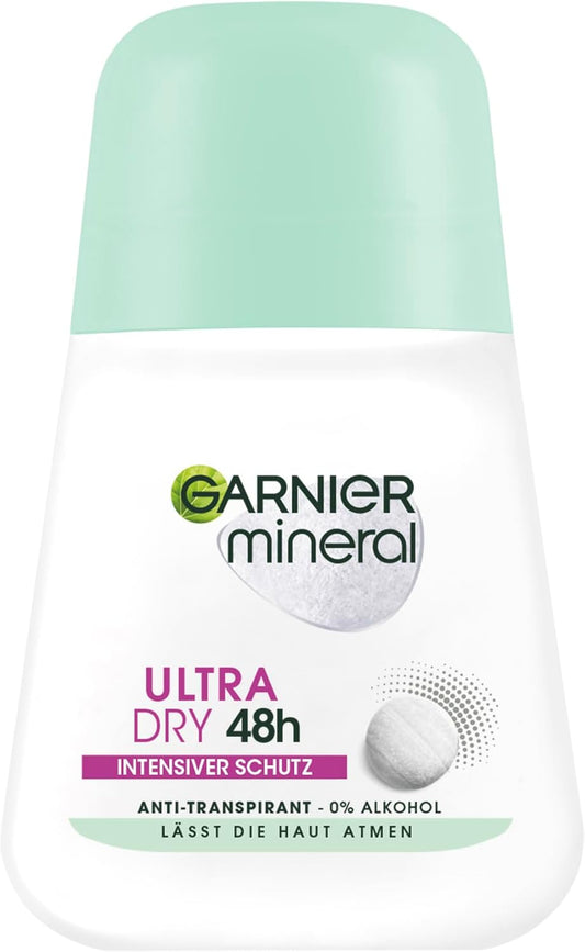 Garnier Antiperspirant, Intensive Protection Against Body Odour & Underarm Wetness, Up To 48 Hours Effect, Mineral Ultradry, 1 X 50 Ml