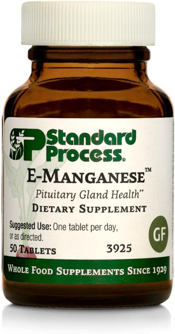 Standard Process E-Manganese - Pituitary Supplements - Pituitary Gland Supplements With Calcium Lactate, Ascorbic Acid, Calcium, Magnesium Citrate, Vitamin E, And Honey - 50 Tablets