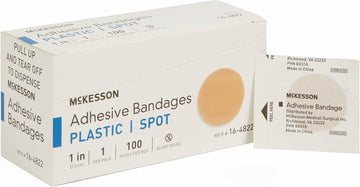 Mckesson Adhesive Bandages, Sterile, Plastic Spot, 1 In, 100 Count, 1 Pack