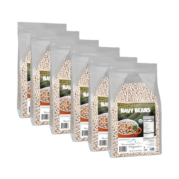 Mountain High Organics, Certified Organic Navy Beans, Pack of 6 1lb Bags