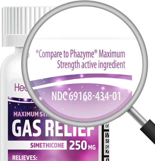 Healtha2Z® Gas Relief Simethicone 250Mg | Maximum Strength | Fast Gas Relief | Relieve Symptoms Naturally