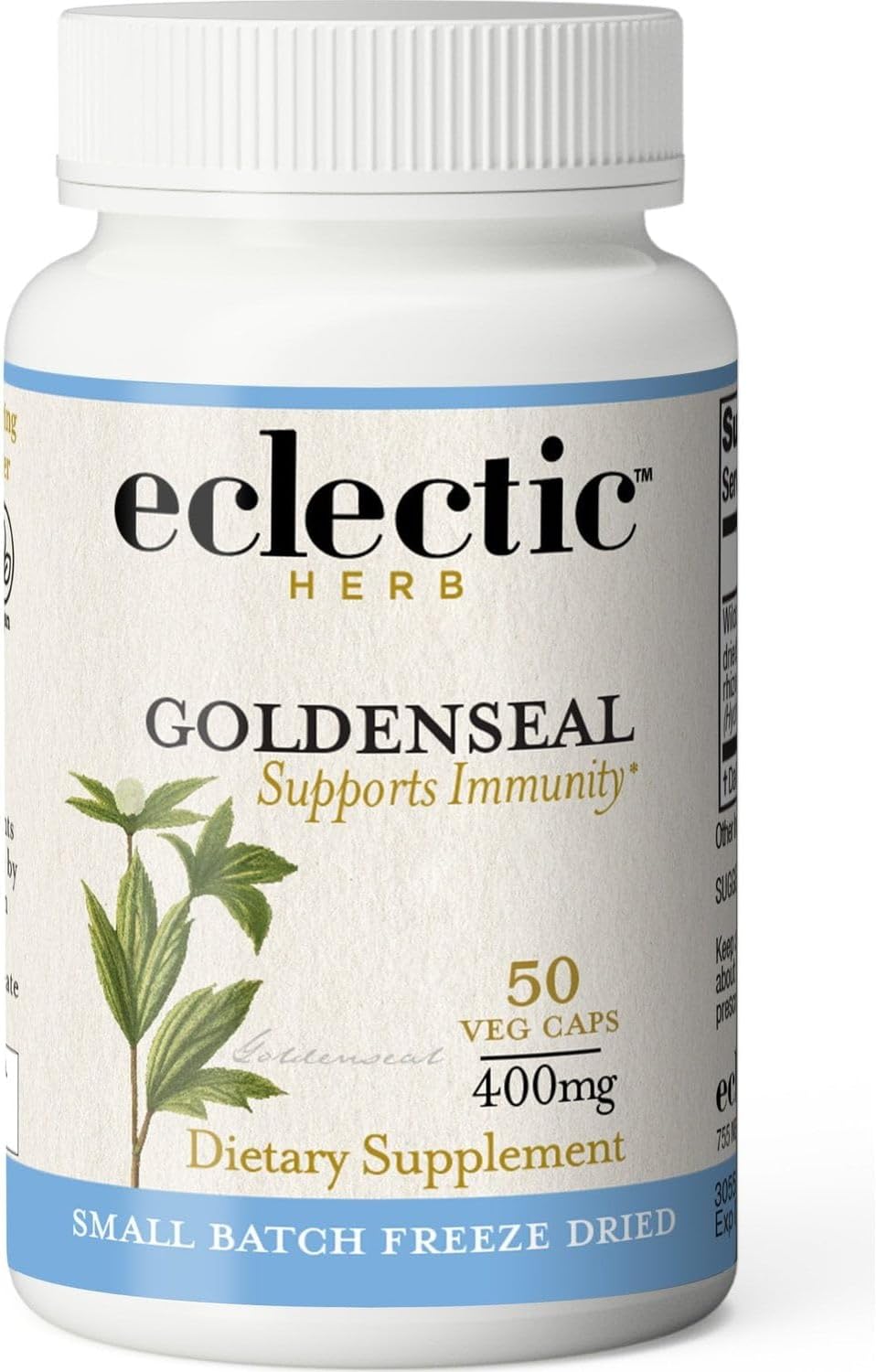 ECLECTIC INSTITUTE Raw Freeze-Dried Goldenseal Capsules | Supports Immune Function | Supports Healthy Sinuses | Supports Mucous Membrane Health | 50 CT (400mg)