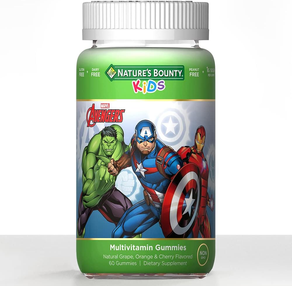 Nature'S Bounty Marvel Avengers Kids Gummy Multivitamin, Natural Grape, Orange & Cherry Flavored, Supports Immune Health & More, 60 Gummies