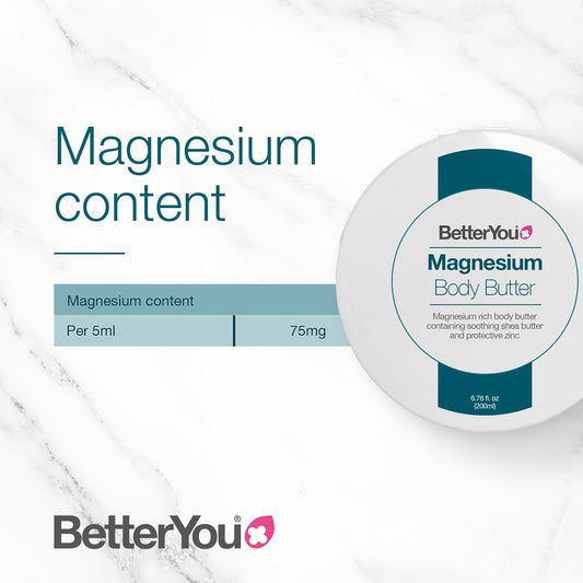 Betteryou Magnesium Skin Body Butter | Pure, Clean And Natural Source Of Magnesium Chloride |Soothing Shea Butter And Zinc Formulation | Palm-Oil Free | 200Ml