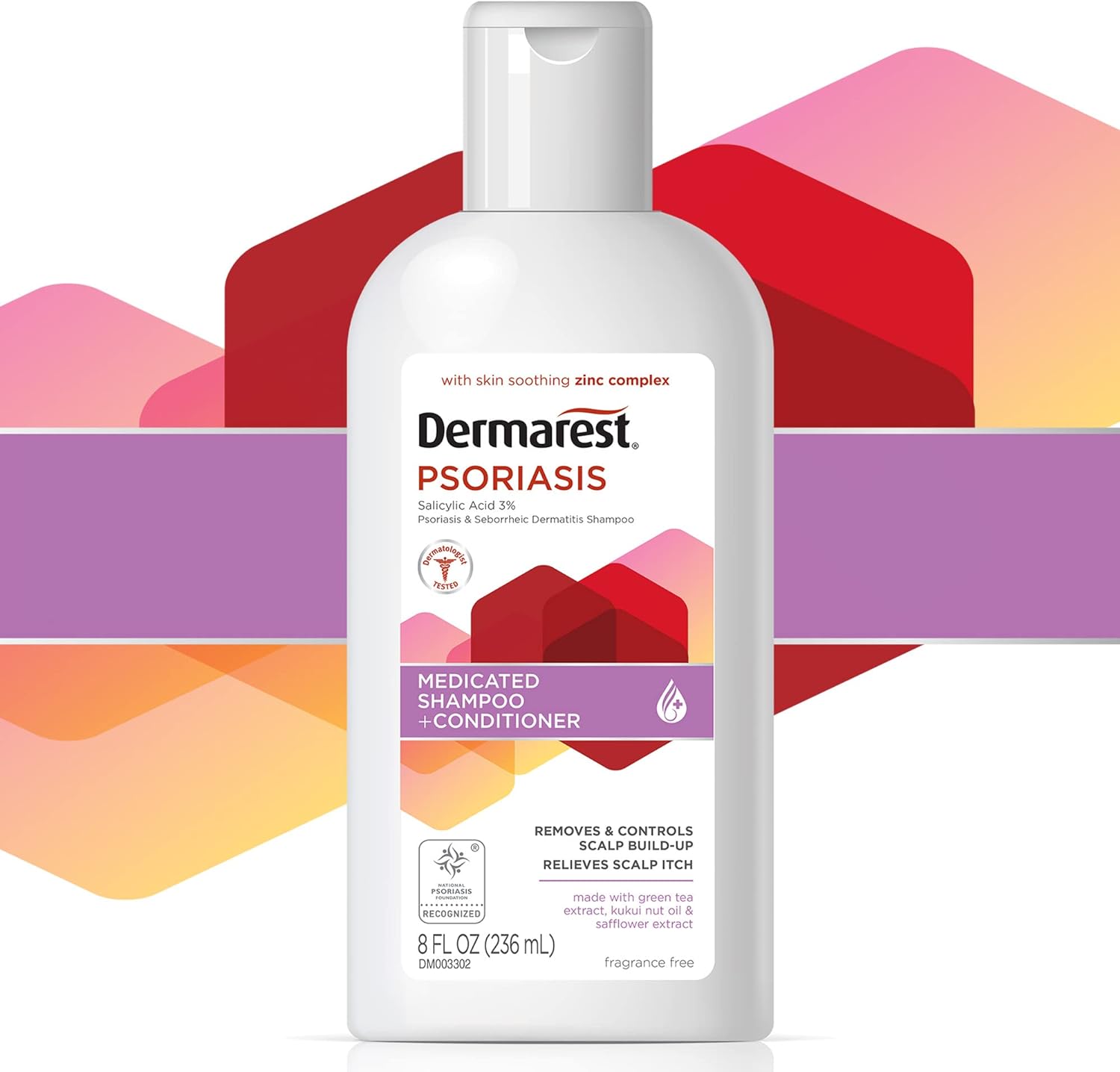 Dermarest Psoriasis Medicated Shampoo and Conditioner, Unscented, Dermatologist Tested, 8 ounces, (Pack of 2) : Health & Household