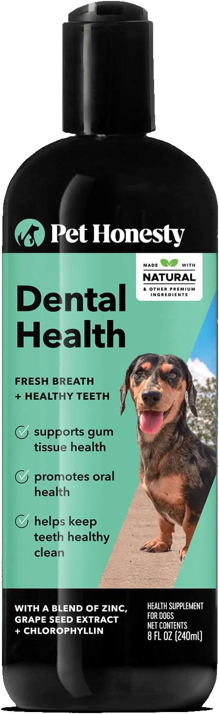 Pet Honesty Oral Hygiene Dental Water Additive | Dog Mouthwash + Teeth Cleaning | Keeps Teeth + Gums Clean | Freshens Breath + Targets Plaque + Tartar - 8 Oz