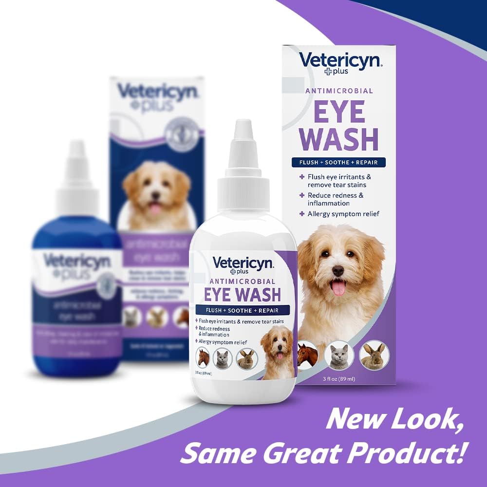 Vetericyn Plus Dog and Cat Eye Wash | Eye Drops for Dogs and Cats to Flush and Soothe Eye Irritations, Dog Tear Stain Cleaner, Safe for All Animals. 3 ounces : Pet Supplies