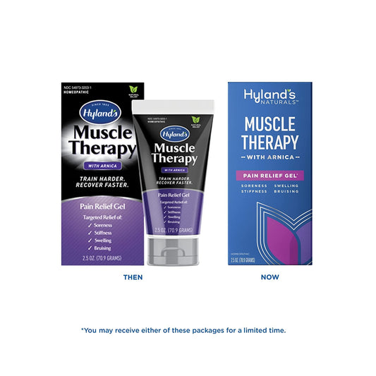 Bundle Of Hyland'S Muscle Therapy Gel, Relief Of Pain, Swelling, Bruising, Soreness & Stiffness, 2.5 Oz + Arnica Montana 30X Tablets, Relief Of Bruises, Swelling & Muscle Soreness, 50 Count