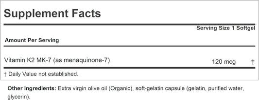 Andrew Lessman Vitamin K2 Mk7 120 Mcg 180 Softgels - Essential For Healthy Calcium Utilization, Promotes Optimum Skeletal, Heart And Arterial Health. No Additives. Small Easy To Swallow Softgels