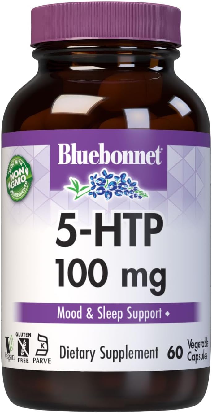 Bluebonnet Nutrition 5-Htp (Hydroxytrypophan) 100Mg, For Neurotransmitter Support*, Supports Positive Mood*, Soy-Free, Gluten-Free, Non-Gmo, Kosher Certified, Vegan, 60 Vegetable Capsule, 60 Serving