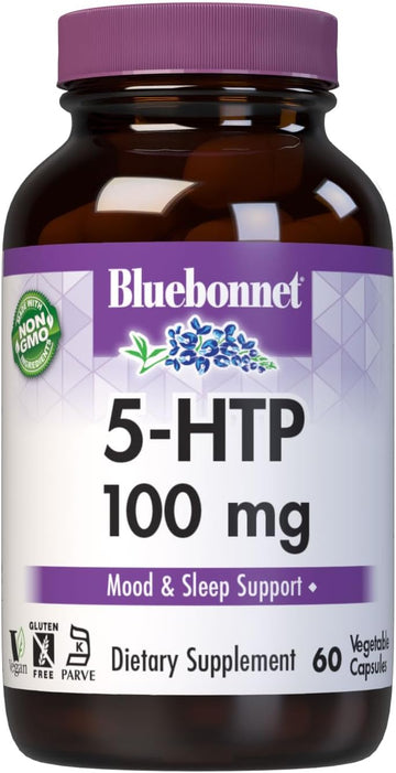 Bluebonnet Nutrition 5-Htp (Hydroxytrypophan) 100Mg, For Neurotransmitter Support*, Supports Positive Mood*, Soy-Free, Gluten-Free, Non-Gmo, Kosher Certified, Vegan, 60 Vegetable Capsule, 60 Serving