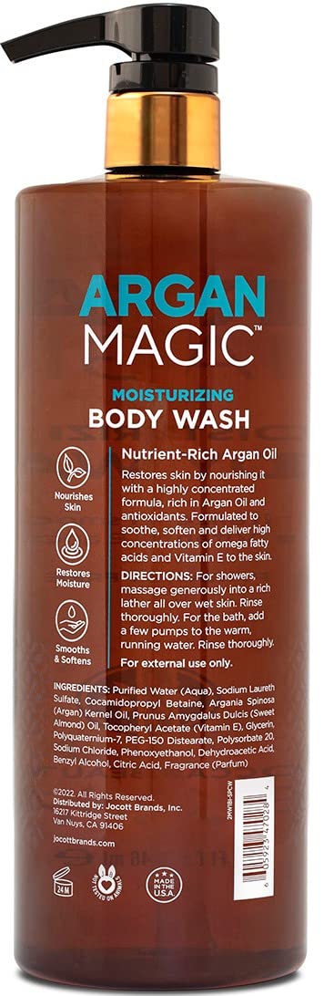 Argan Magic Cleansing Body Wash - Gently Cleanses, Revitalizes & Smooths Skin | Enriched With Argan Oil, Sweet Almond Oil & Vitamin E | Made In Usa | Paraben Free | Cruelty Free (32 Oz / 946 Ml)
