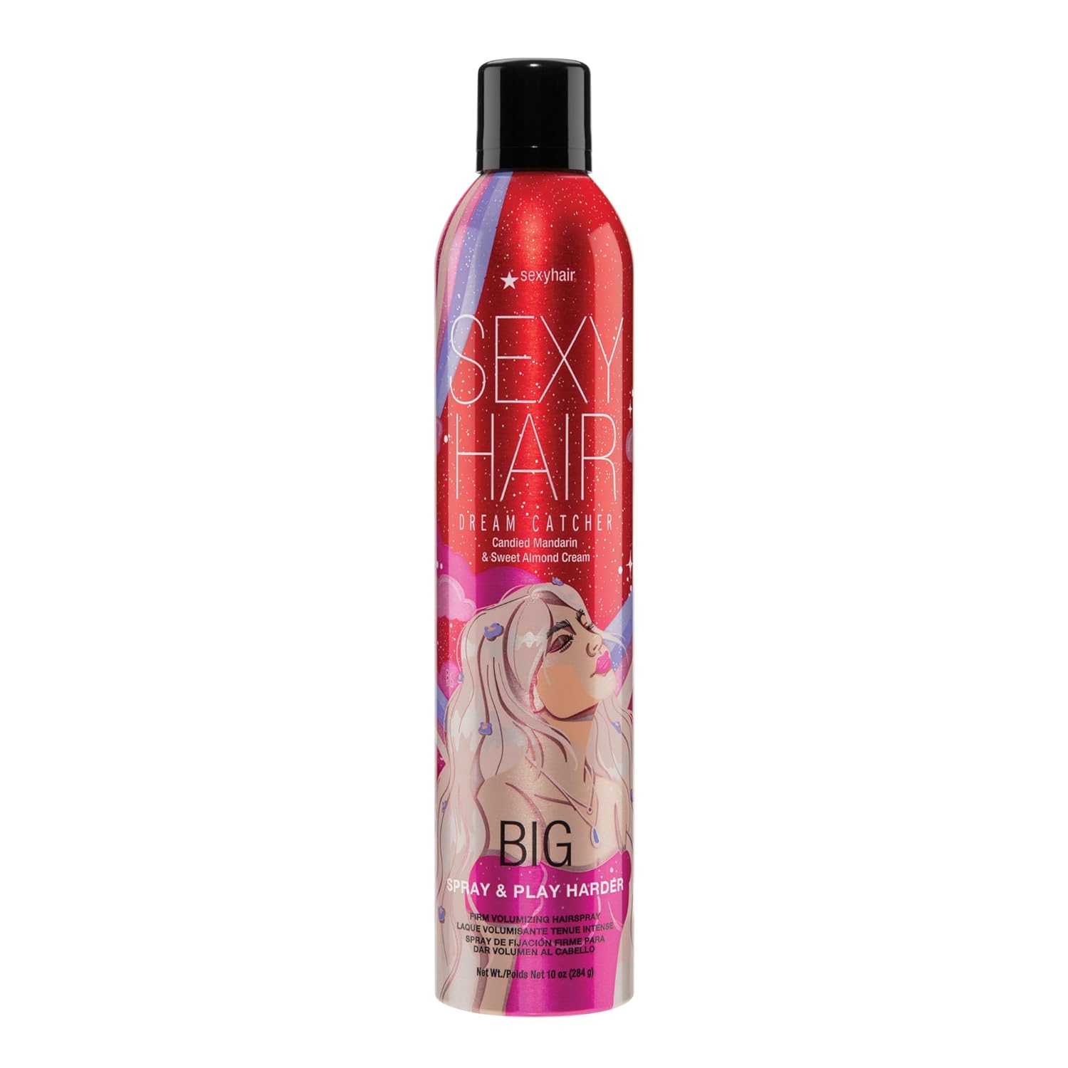 Sexyhair Big Spray & Play Harder Firm Volumizing Hairspray, 10 Oz | Dream Catcher | All Day Hold And Shine | Up To 72 Hour Humidity Resistance
