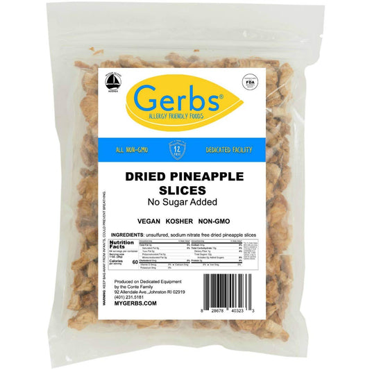 GERBS Dried Pineapple Unsweetened 4 LBS. | Freshly Dehydrated Resealable Bulk Bag | Top Food Allergy Free | Sulfur Dioxide Free | Natural source of energy without added sugar | Gluten & Peanut Free