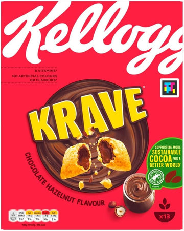 Kellogg'S Krave Chocolate Hazelnut Breakfast Cereal Box, 410G