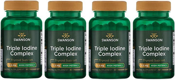 Swanson Triple Iodine Complex-Natural Supplement For Vital Thyroid Support-Promotes Metabolic Function, Increased Red Blood Cell Production, & Heart Health-(60 Veggie Capsules, 12.5Mg Each) 4 Pack