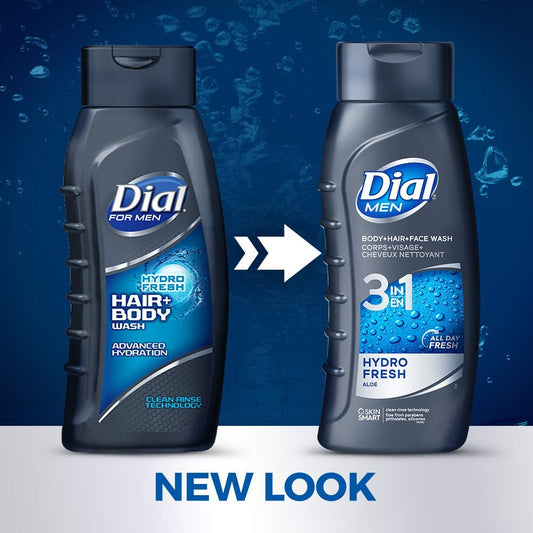 Dial Men Hair + Body Wash, Hydro Fresh, 20 Fl Oz (Pack Of 4)