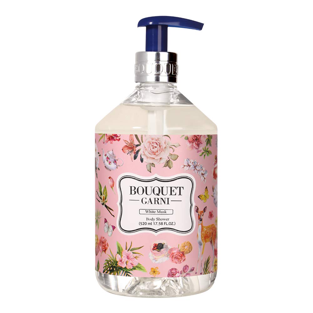 Bouquet Garni Body Shower White Musk Fragrance - Gentle Cleaning, Skin Care, Long-Lasting Fragrance (Containing Lotus Extract) - 17.6 Oz