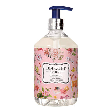 Bouquet Garni Body Shower White Musk Fragrance - Gentle Cleaning, Skin Care, Long-Lasting Fragrance (Containing Lotus Extract) - 17.6 Oz
