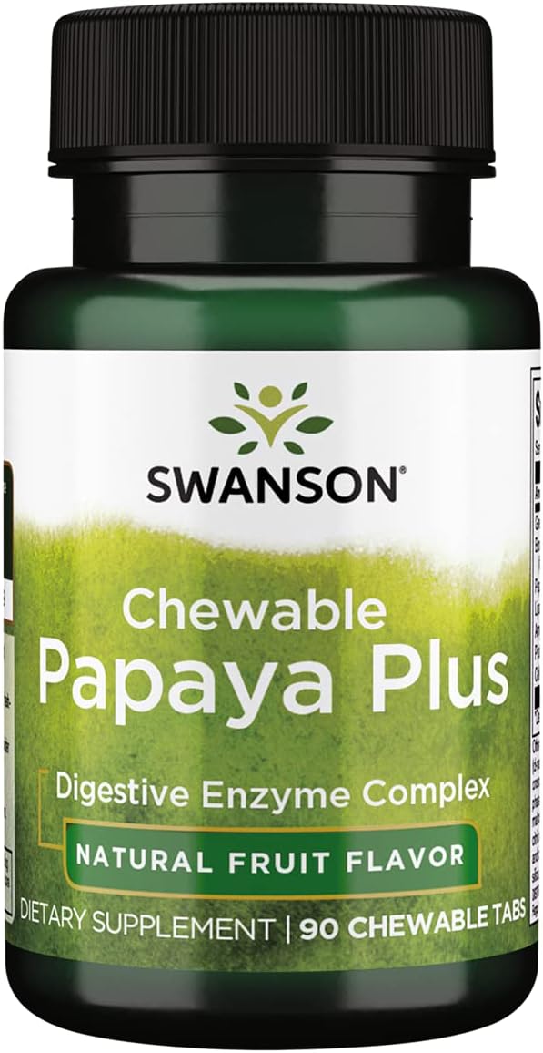 Swanson Chewable Papaya Plus 90 Chwbls Enzyme