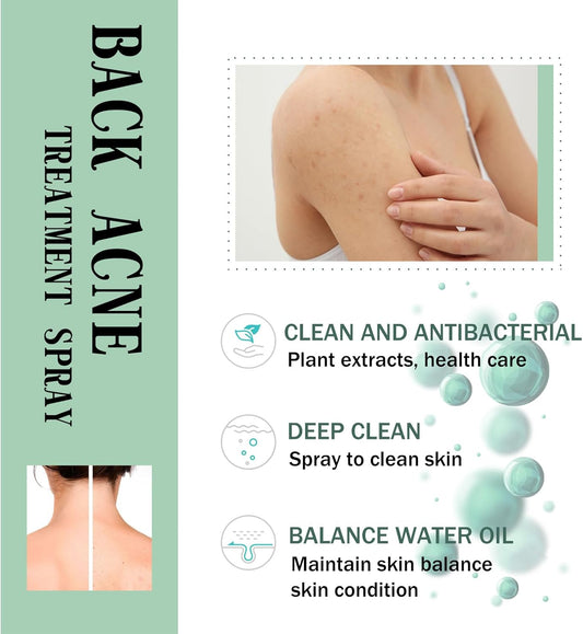 Back Acne Treat-Ment Spray, Lighten Acne Marks Skin Care Spray, Herbaluxy Back Acne Treat-Ment, Body Moisturiser For Dry Skin, Repair Back Shoulder Acne & Body Acne & Chest Acne & Butt Acne (2Pcs)
