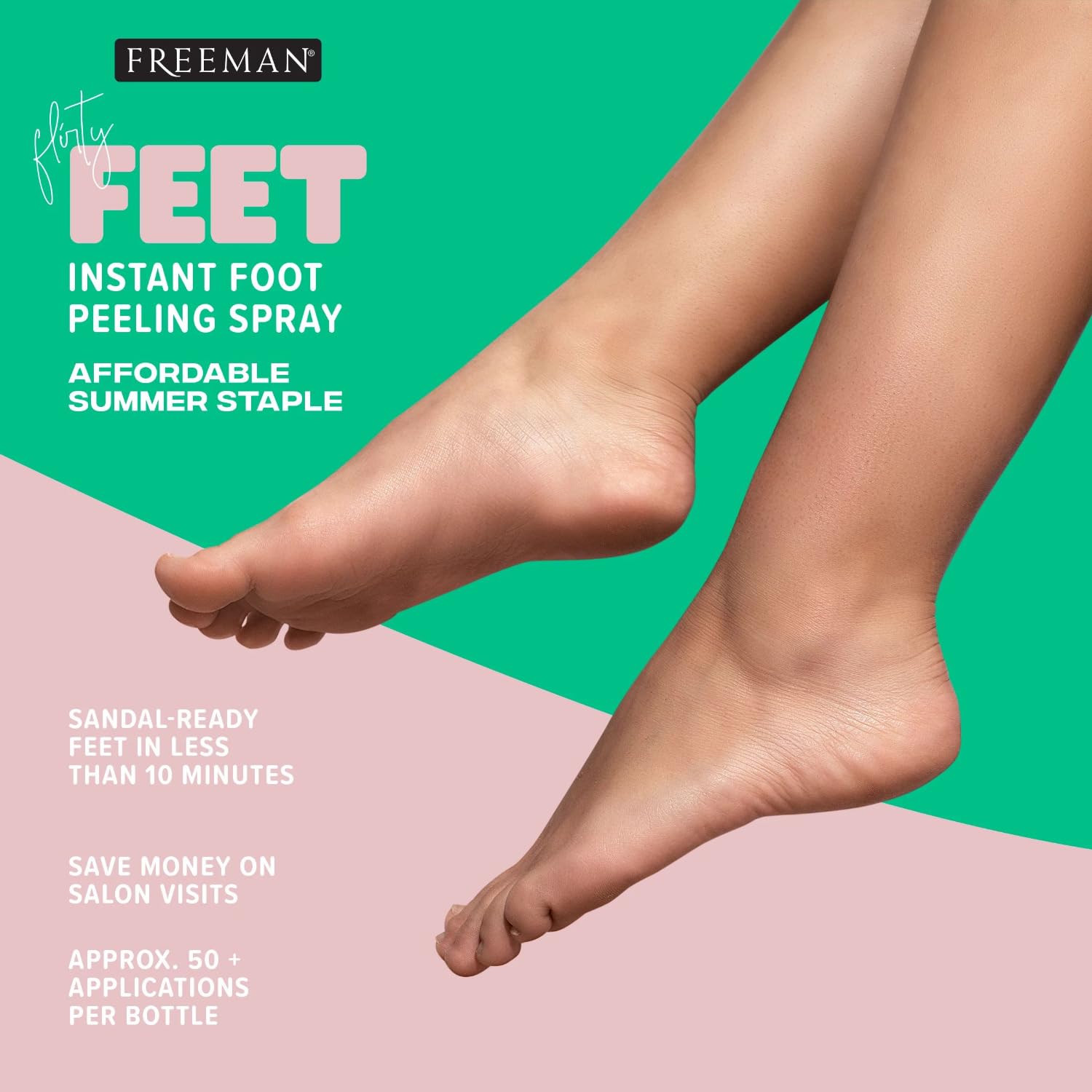 Freeman Flirty Feet Instant Foot Peeling Spray, Exfoliating Foot Mask For Summer, Moisturizing & Smooth Dry, Cracked Heels, Remove Dead Skin Quickly, Cruelty-Free & Vegan, 4 fl.oz./ 118 ml Bottle : Beauty & Personal Care