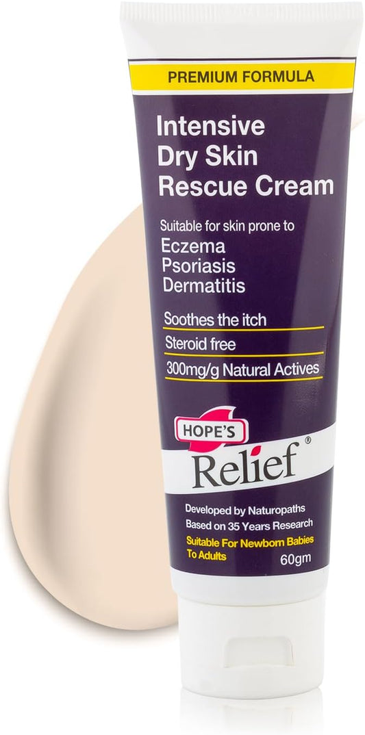 Hope'S Relief Natural Intensive Dry Skin Cream For Face,Hands,Body Moisturiser, Eczema, Psoriasis And Dermatitis Treatment Ideal For Dry Itchy Skin And Irritated Skin