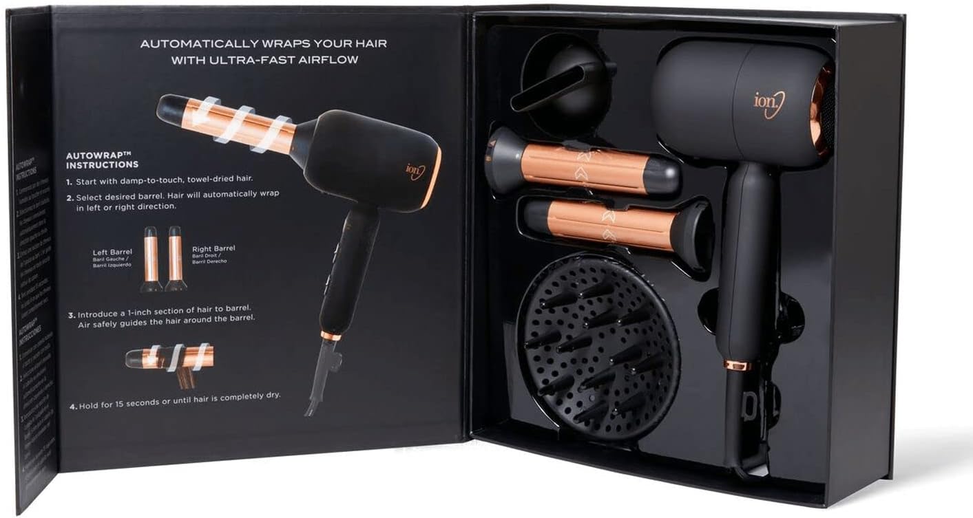 ion Luxe 4-in-1 Autowrap™ Airstyler - Interchangeable Hair Dryer & Curler for All Hair Types : Beauty & Personal Care