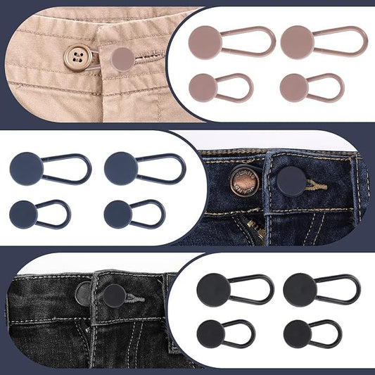 INFINIBYTE Adjustable Trouser Waistband Extensions – waist trouser extension, pregnancy, jeans buttons for men 2 Sizes for a Comfortable Fit (Pack of 12/2 Pairs)