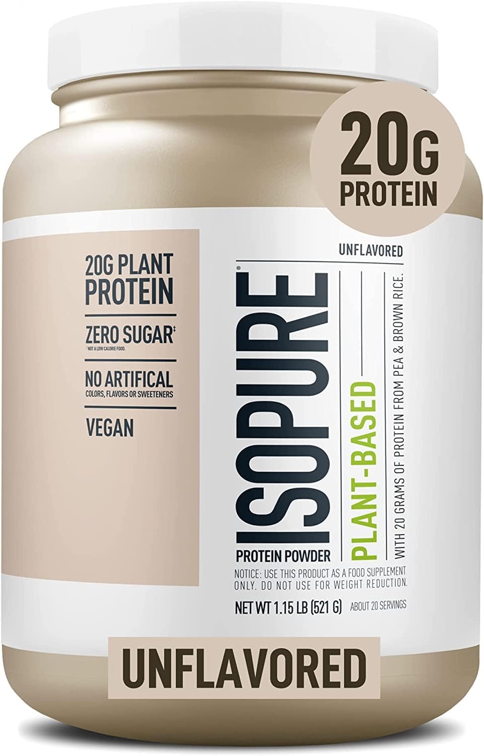 Isopure Plant-Based Protein Powder, Lactose Free, Gluten Free, With Iron, Chocolate, 20G Plant Protein Per Serving, 1.37 Lbs, 20 Servings