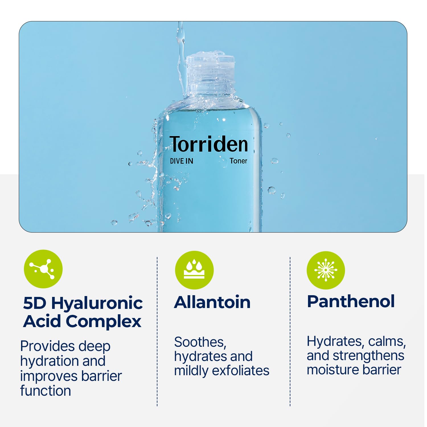 Torriden Dive-in Low-Molecular Hyaluronic Acid Toner 10.14 fl oz | Low pH Facial Toning Water That Hydrates and Moisturizes Sensitive, Dehydrated, Oily Skin | Vegan Korean Skin Care : Beauty & Personal Care