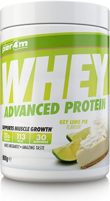 Per4M Protein Whey Powder | 30 Servings Of High Protein Shake With Amino Acids | For Optimal Nutrition When Training | Low Sugar Gym Supplements (Key Lime Pie, 900G)